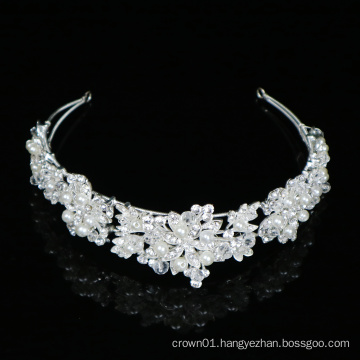 Hot sale Exquisite Pearl Rhinestone silver Petals  bridal headpiece wedding accessories for bride